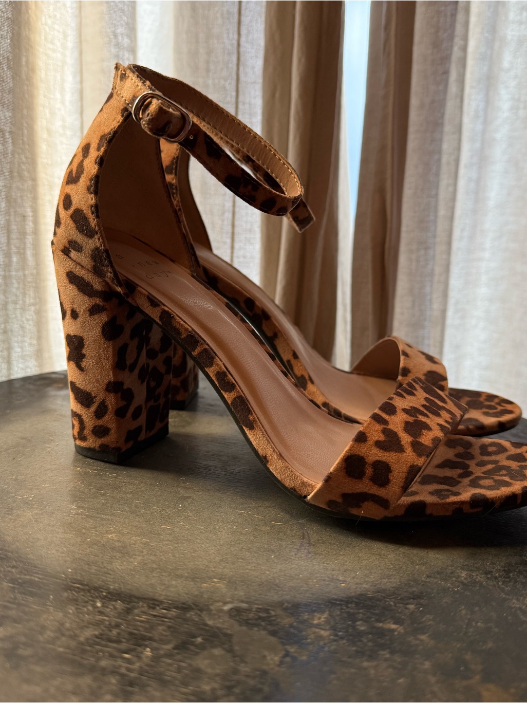 A New Day Leopard Print Block Heel Sandals - Brown